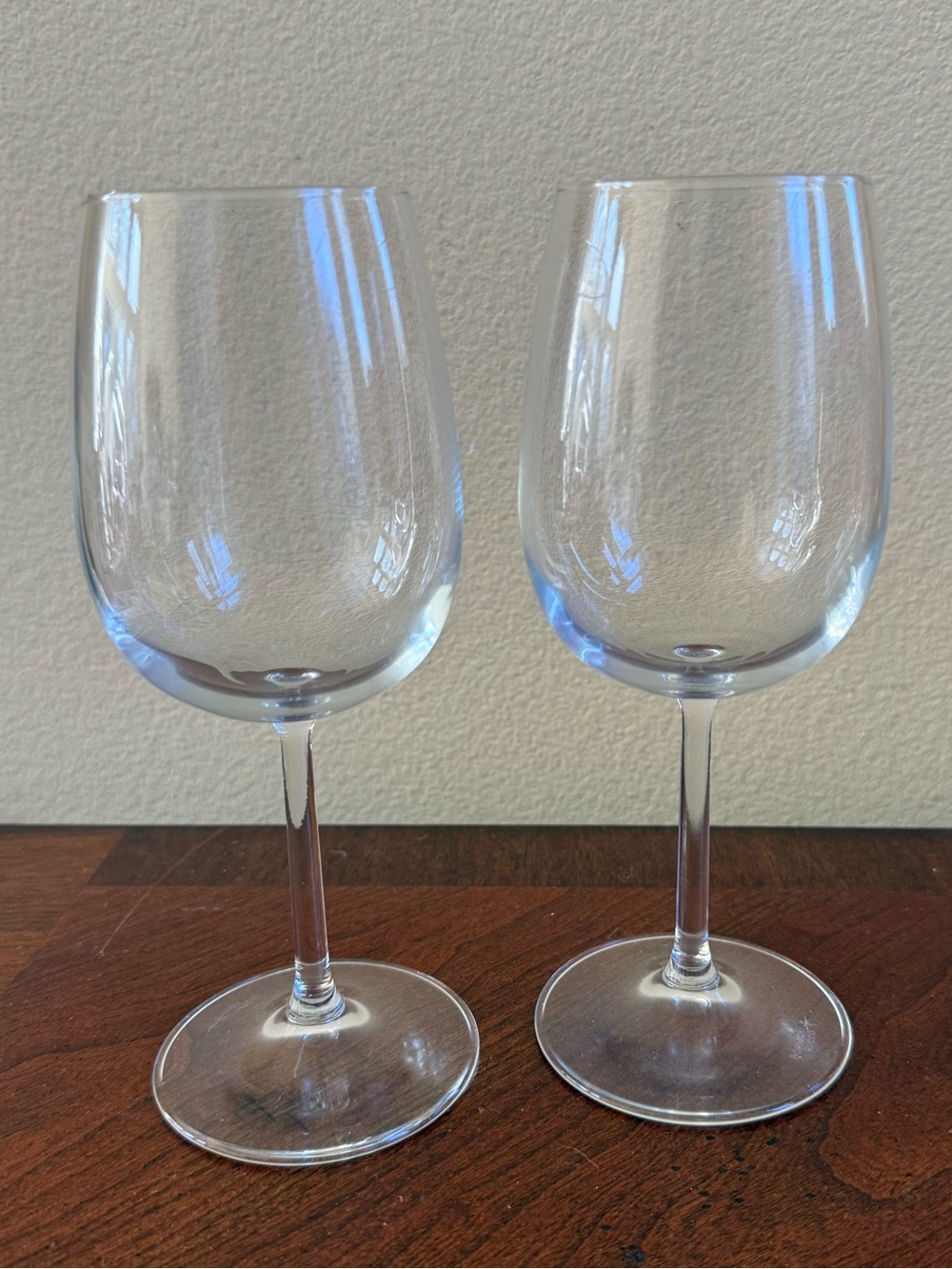 Pair of Bormioli Rocco crystal wine glasses